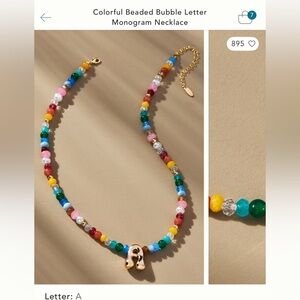 NWT Anthropologie Colorful beaded “A” initial necklace.